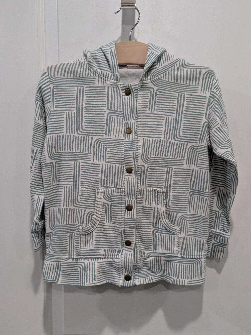 Kate Quinn Kids Cream Green Lightweight Jacket Sweater Hood School Girls Size 6